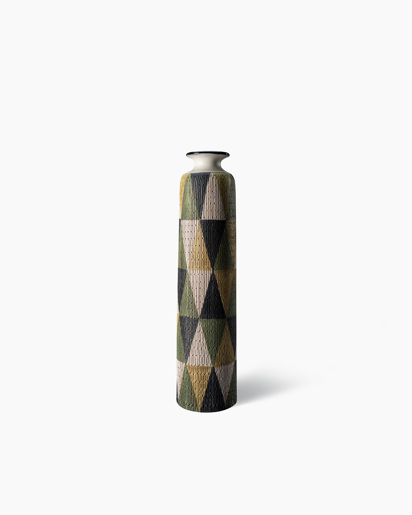 bitossi-ceramiche-vaso-1959-aldo-londi-serie-seta-triangoli-multicolore image 1