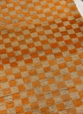 illulian-tibet-damier-orange-tappeto-156x88-cm-fatto-a-mano image 2