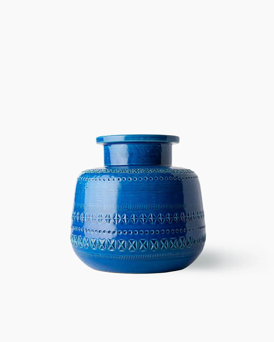 bitossi-ceramiche-vaso-rimini-blu-aldo-londi-in-terra-bianca image 1