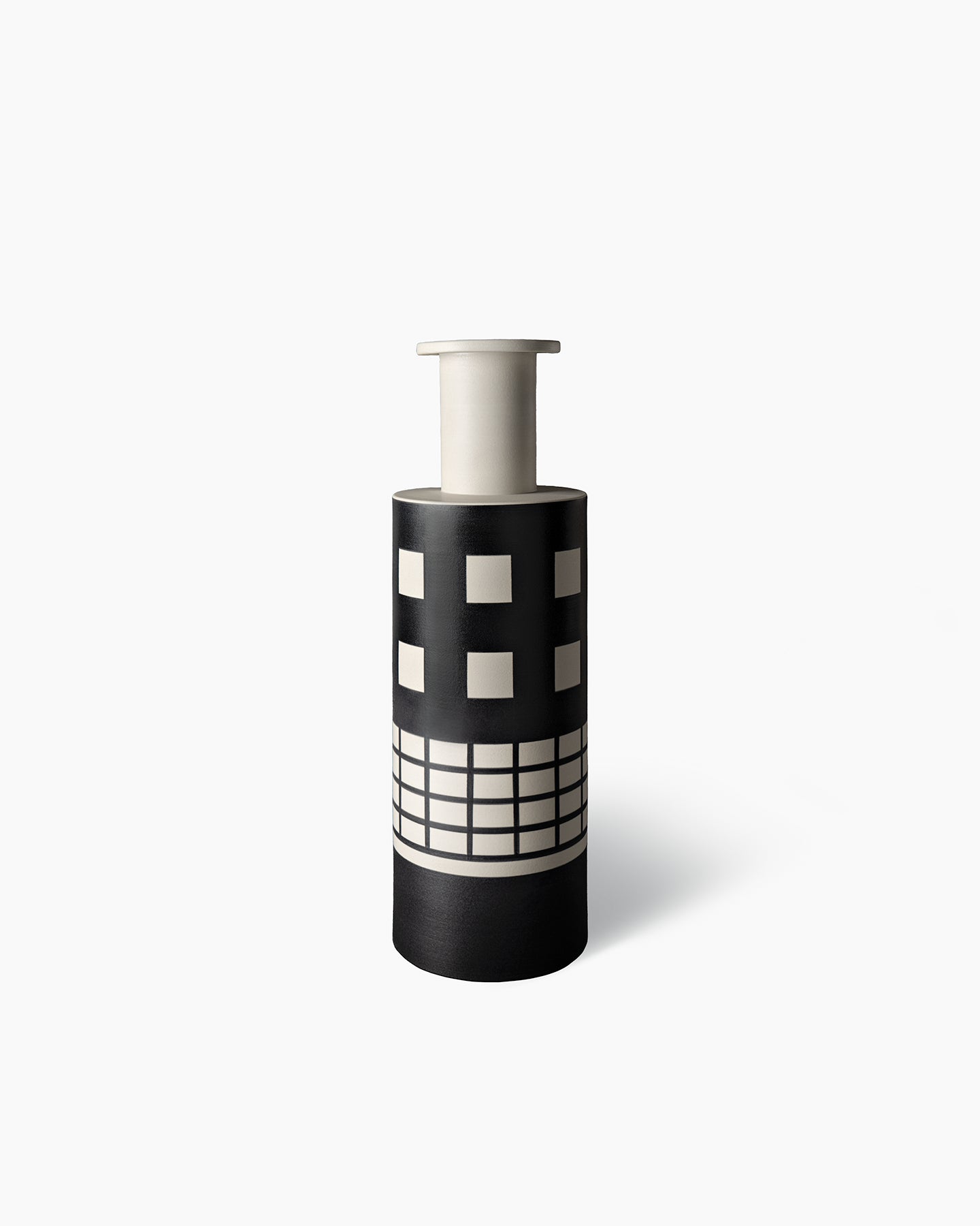 bitossi-ceramiche-vaso-rocchetto-ettore-sottsass-1958-bianco-nero image 1