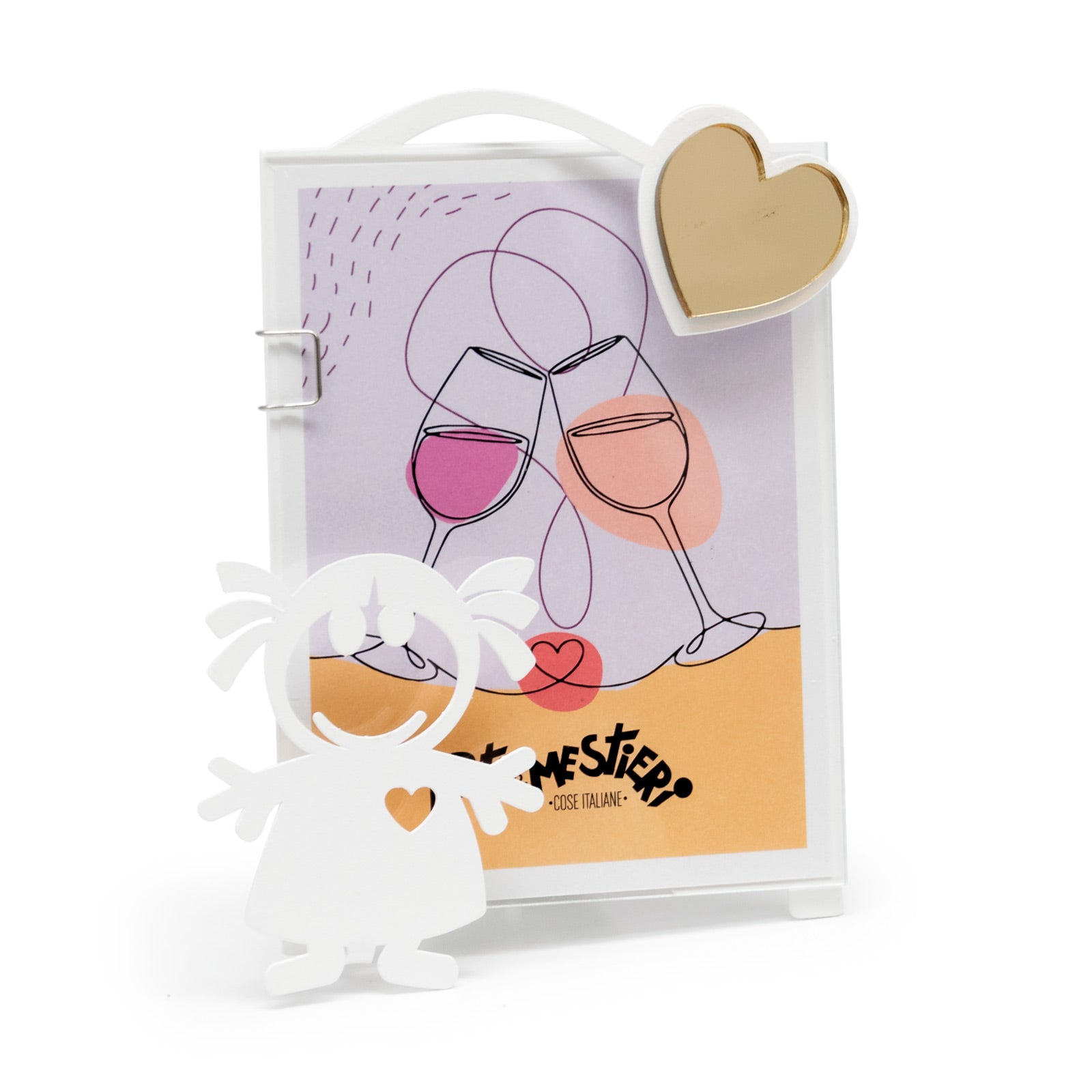 arti-mestieri-bomboniera-portafoto-bibina-cuore-oro-argento image 1