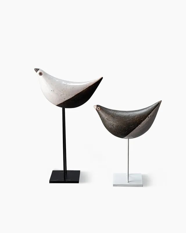 bitossi-ceramiche-coppia-di-uccellini-aldo-londi-1987-su-base-ferro image 1