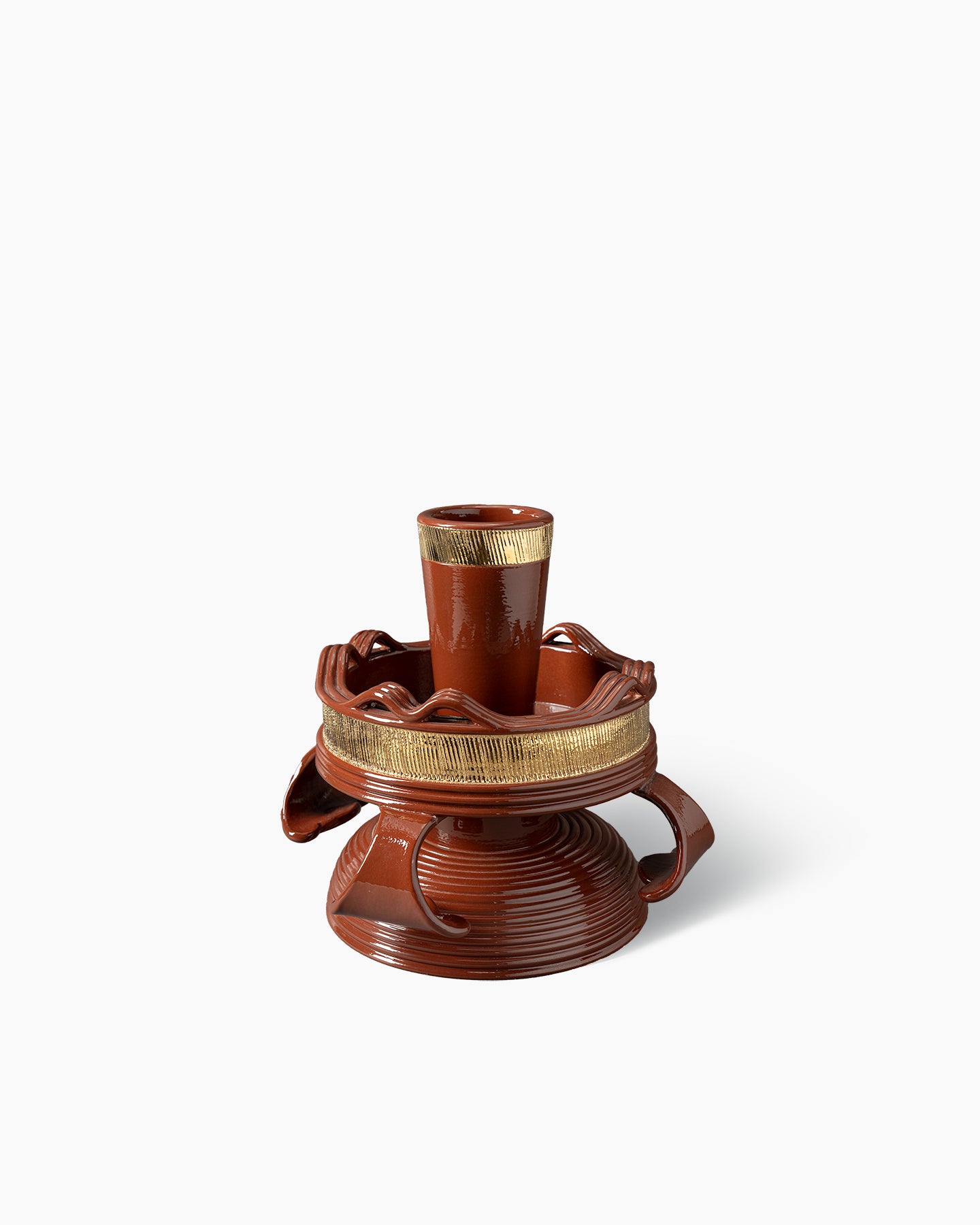bitossi-ceramiche-centrotavola-portafrutta-e-vaso-con-manici-fioriti-e-banda-dor image 2