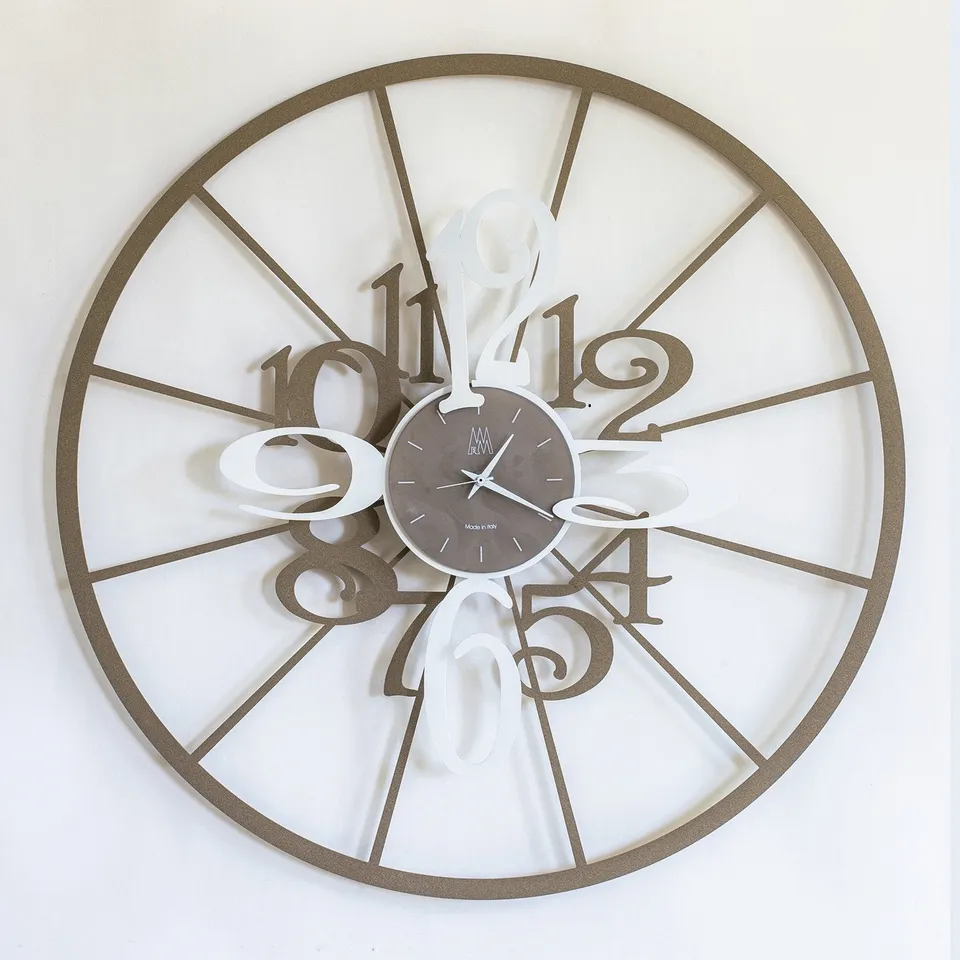 arti-mestieri-kalesy-orologio-da-parete-70-cm-beige-e-bianco-fango-e-nocciola image 1