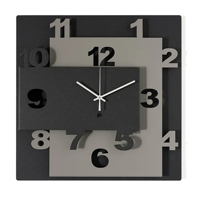 arti-mestieri-ziggurat-orologio-da-parete-moderno-40x40-cm-a-3-livelli image 1