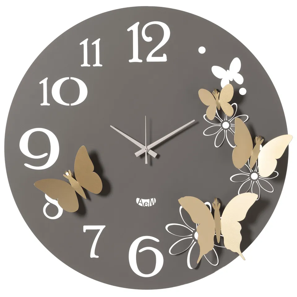 arti-mestieri-butterfly-flowers-orologio-da-parete-grande-60-cm image 1