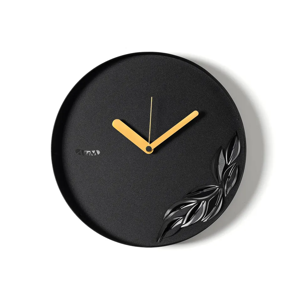 arti-mestieri-alba-orologio-da-parete-minimal-con-ramo-foglie image 1