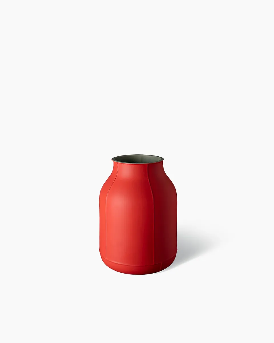 bitossi-ceramiche-vaso-barrel-large-benjamin-hubert-seams-rosso-verde image 1