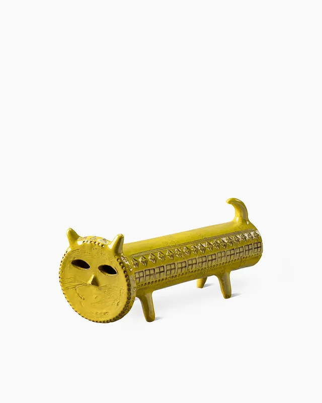 bitossi-ceramiche-figura-gatto-ruota-1962-serie-rimini-giallo image 1