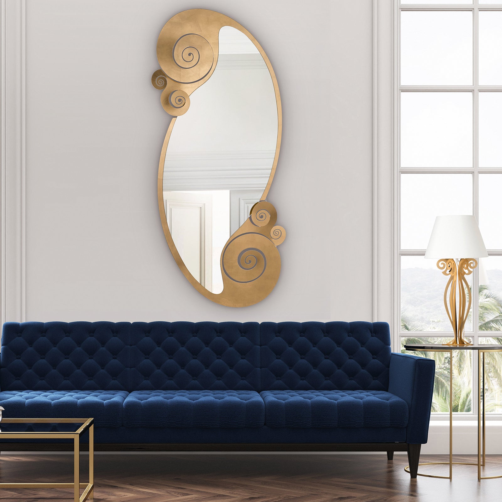 arti-mestieri-specchio-circeo-grande-170-cm-oro-trasparente image 3