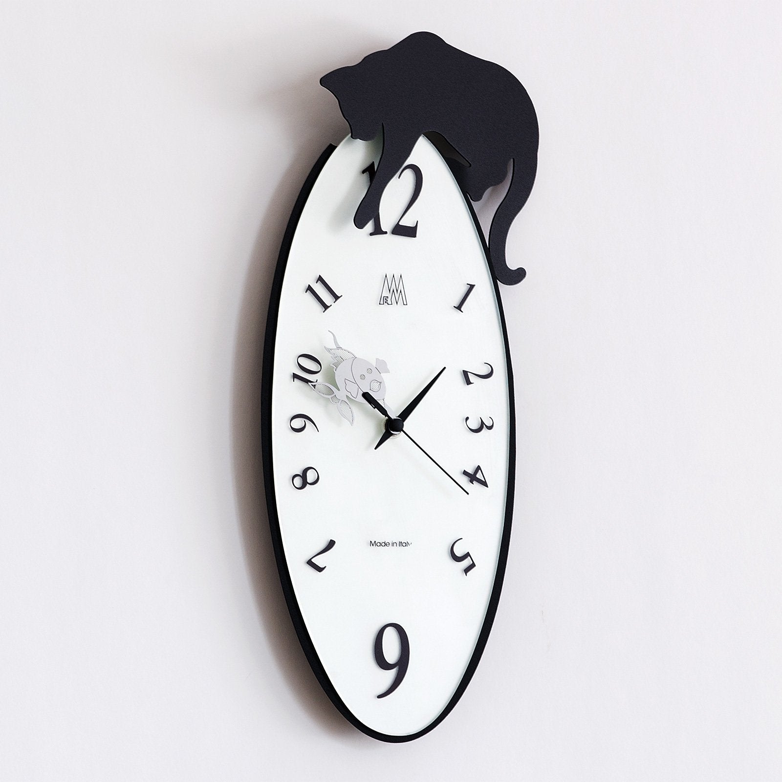 arti-mestieri-tommy-orologio-da-parete-ovale-gatto-2 image 3