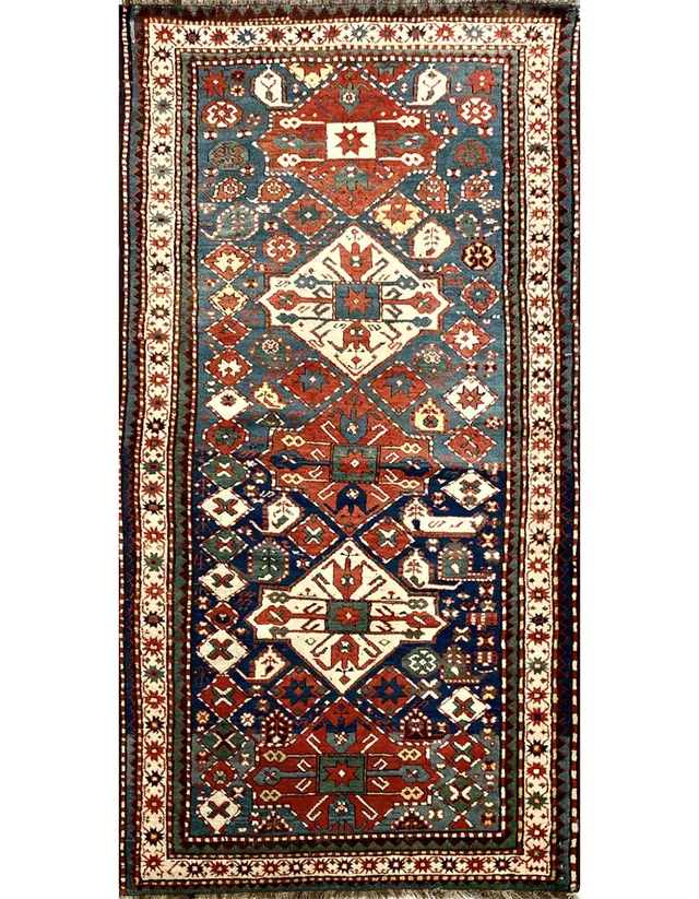 illulian-kasak-medallions-tappeto-antico-caucaso-209x221-in-lana image 1