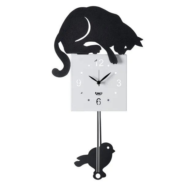 arti-mestieri-orologio-a-pendolo-hunter-cat-nero-in-ferro image 1