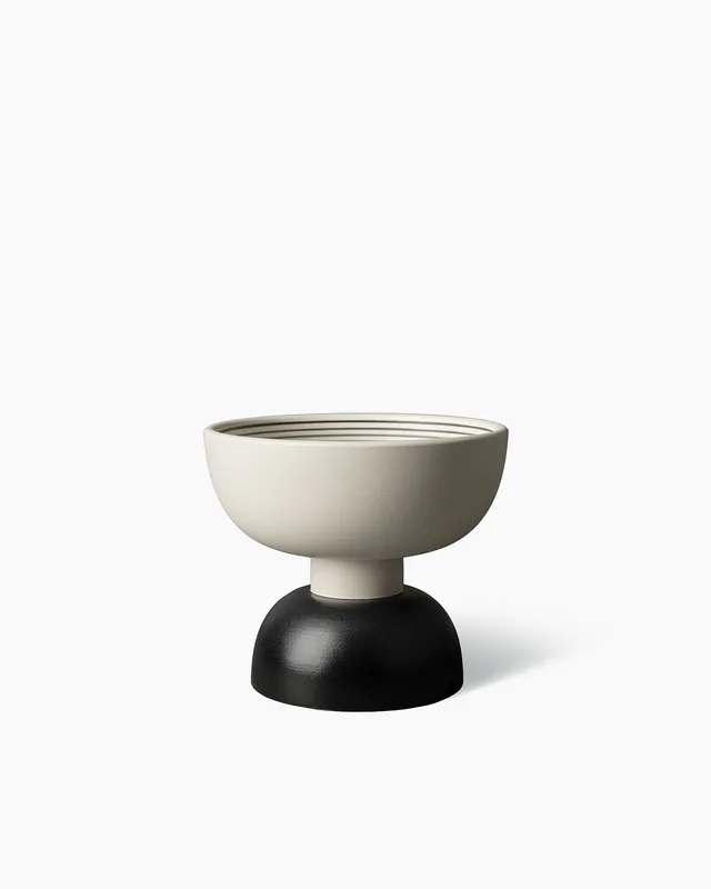 bitossi-ceramiche-alzata-coppa-bianco-nero-ettore-sottsass-1958 image 1