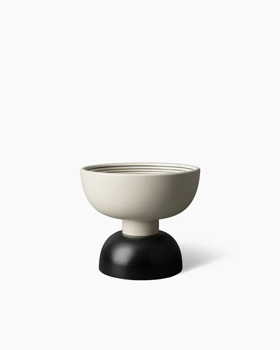 bitossi-ceramiche-alzata-coppa-bianco-nero-ettore-sottsass-1958 image 1