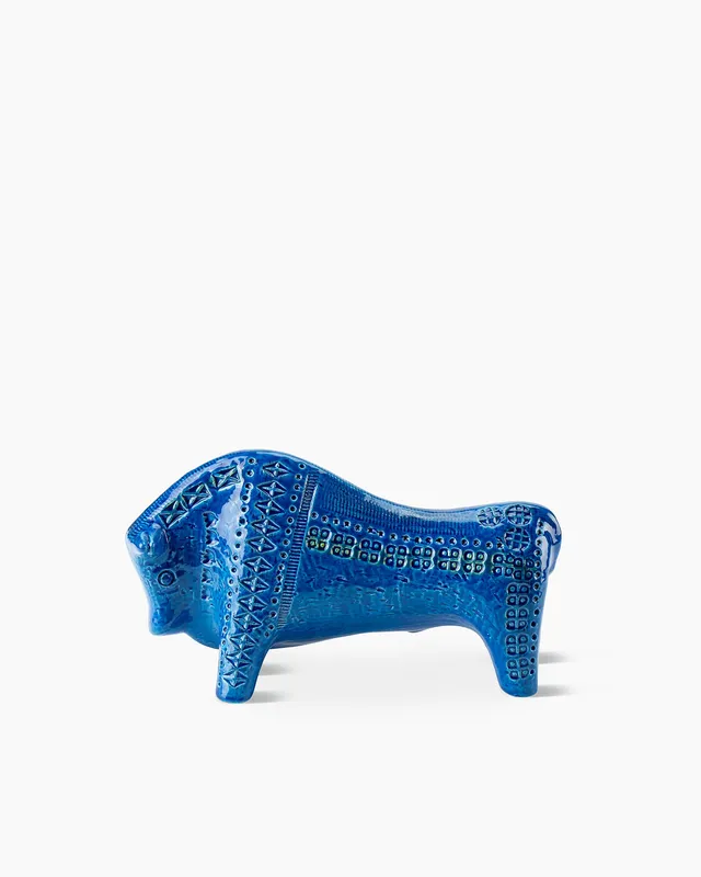 bitossi-ceramiche-figura-toro-aldo-londi-rimini-blu-azzurra image 1