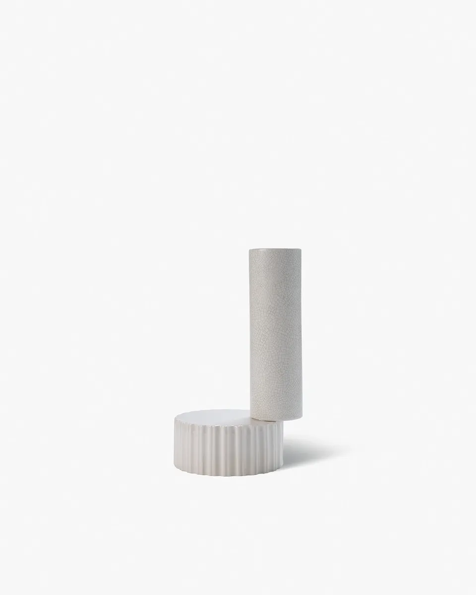 bitossi-ceramiche-vaso-2-elementi-onda-quincoces-drago-in-terra-bianca image 1