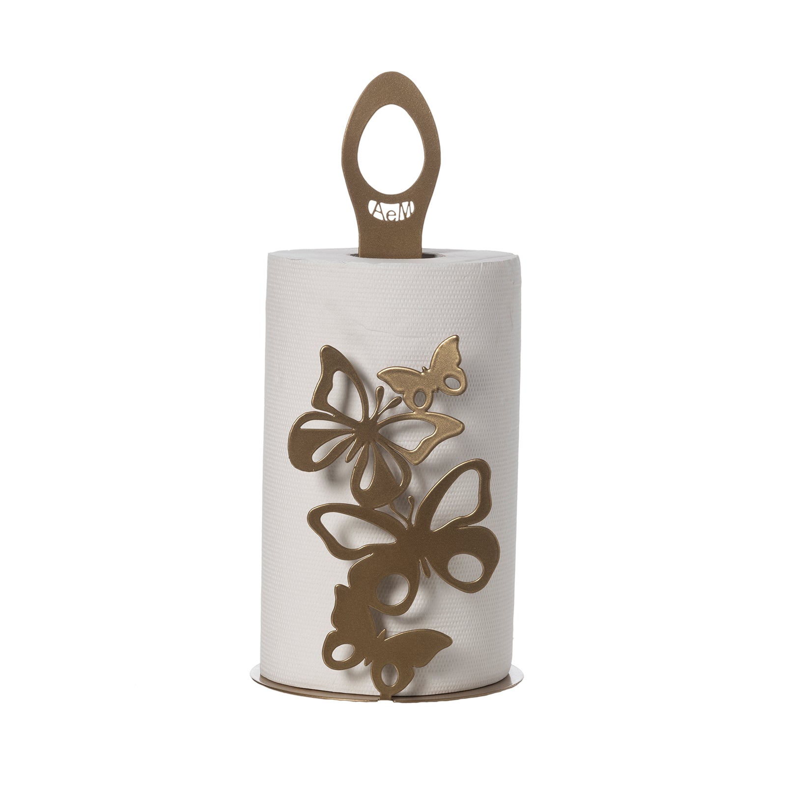 arti-mestieri-farfalloso-porta-rotoli-in-ferro-oro-laccato-15x33-cm image 1