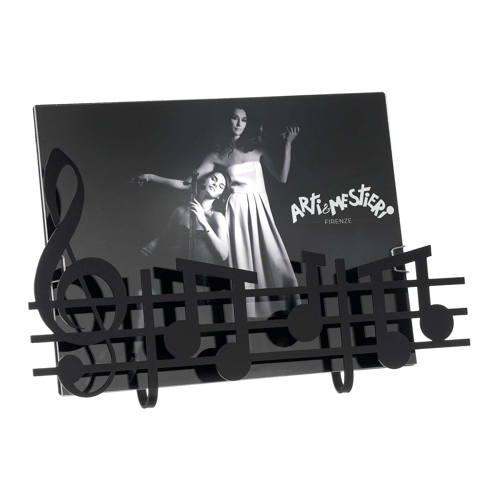 arti-mestieri-musica-portafoto-piccolo-in-ferro-nero image 1