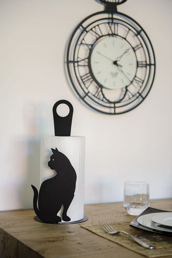 arti-mestieri-cat-porta-rotolo-cucina-in-ferro-15x33-cm-nero-bianco image 3