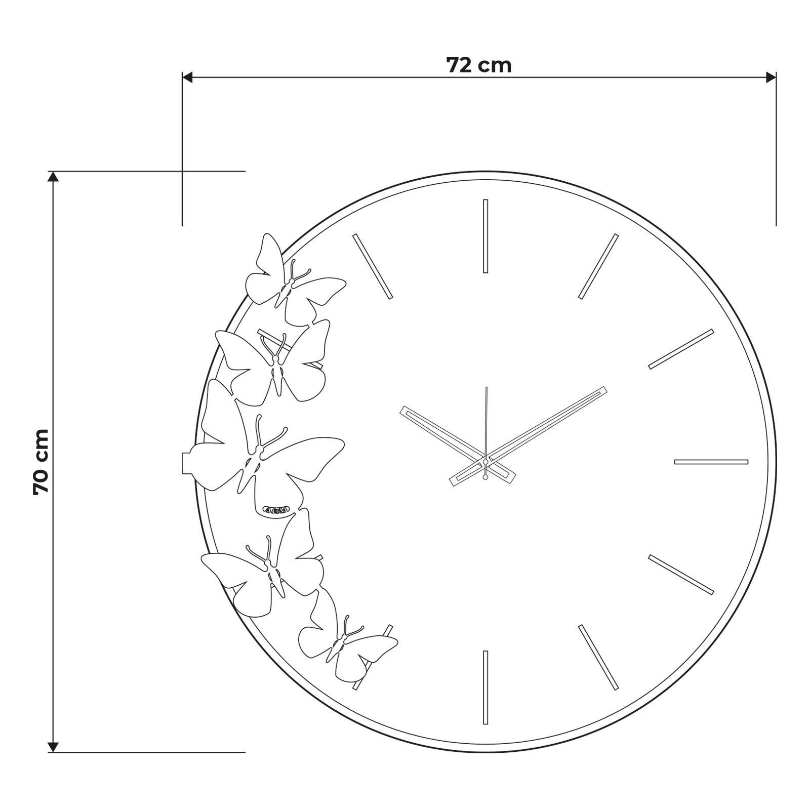 arti-mestieri-orologio-da-parete-diana-con-farfalle-in-vetro-specchiato image 3