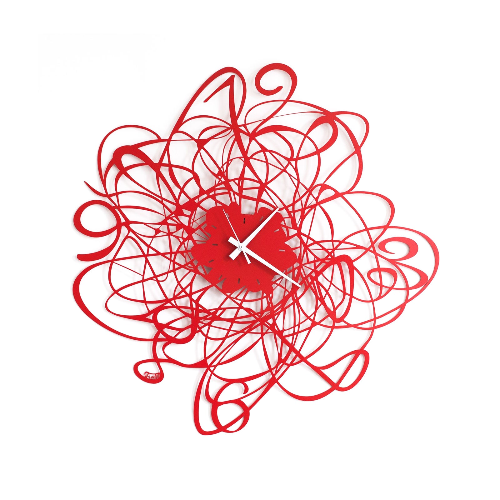 arti-mestieri-doodle-orologio-da-parete-58-cm-nero-rosso-in-ferro image 1