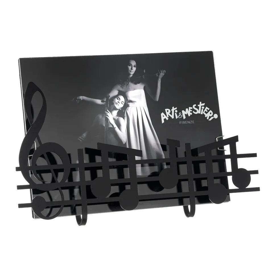 arti-mestieri-cornice-musica-small-portafoto-in-ferro-nero image 1