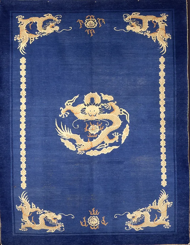 illulian-china-blu-dragons-tappeto-antico-267x186-cm-100-lana image 1