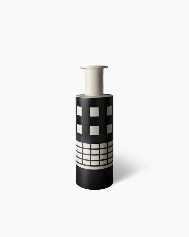 bitossi-ceramiche-vaso-rocchetto-ettore-sottsass-1958-bianco-nero image 1