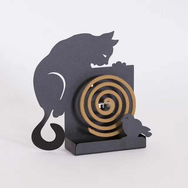 arti-mestieri-gatto-porta-zampirone-da-tavolo-20x20-cm-nero image 1