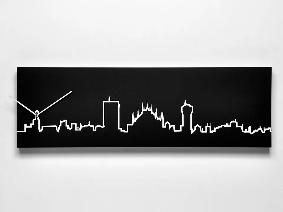 progetti-skyline-orologio-da-parete-profilo-citt-bianco-e-nero image 1