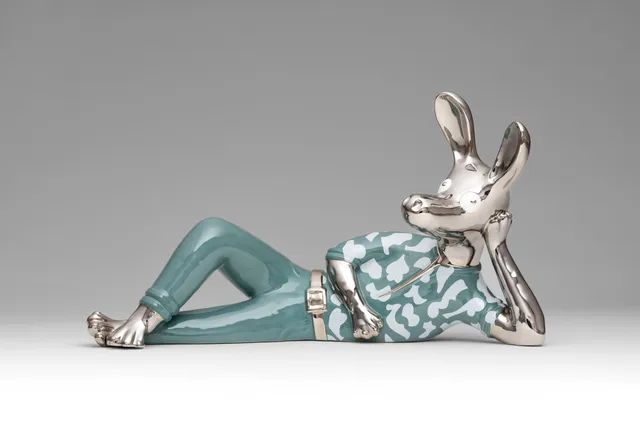 bosa-donky-breeze-scultura-in-ceramica-ottanio-e-platino image 1