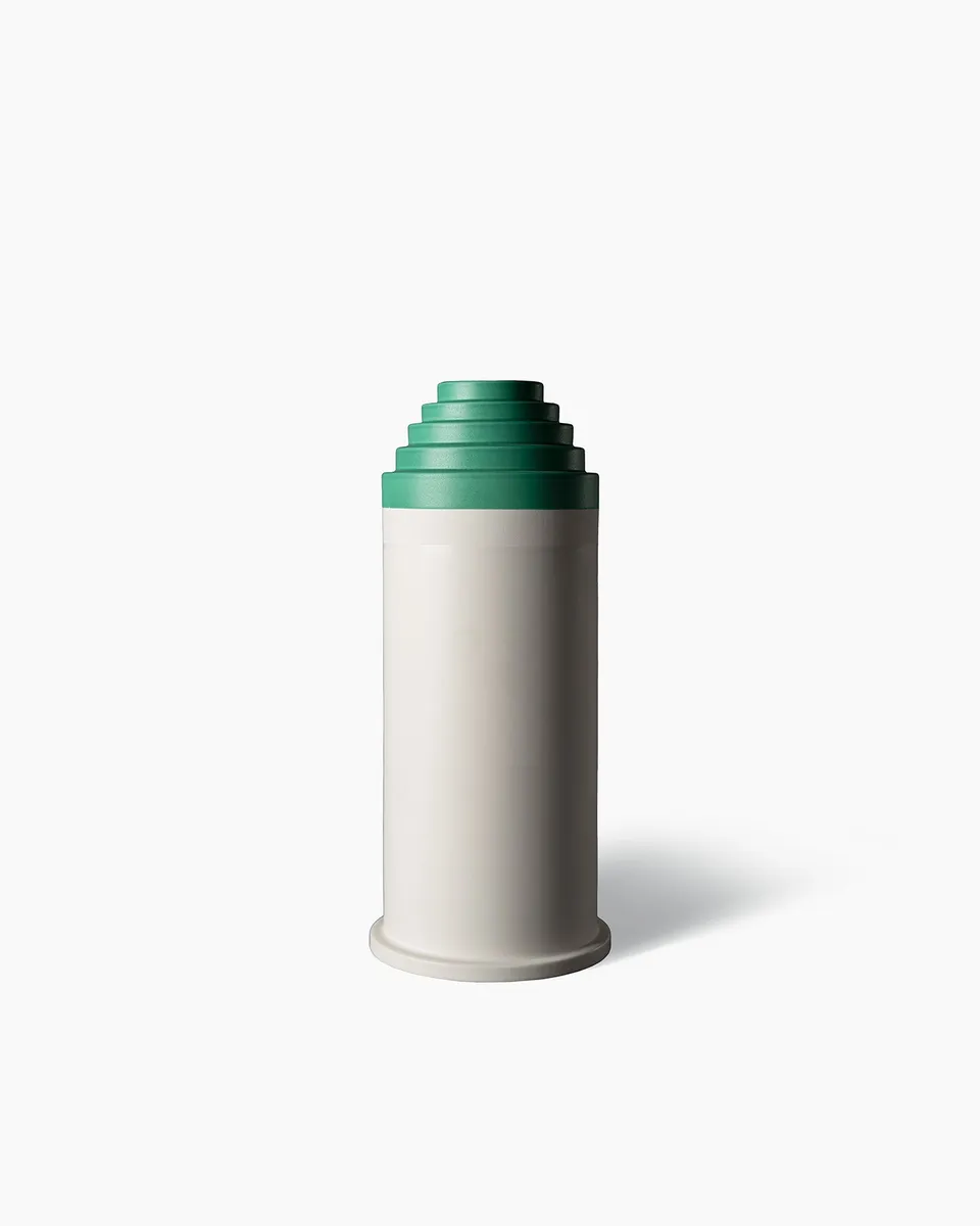 bitossi-ceramiche-vaso-a-gradini-sottsass-1966-bianco-verde image 1