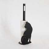 arti-mestieri-gatto-porta-carta-igienica-da-terra-in-ferro-nero-15x50-cm image 2