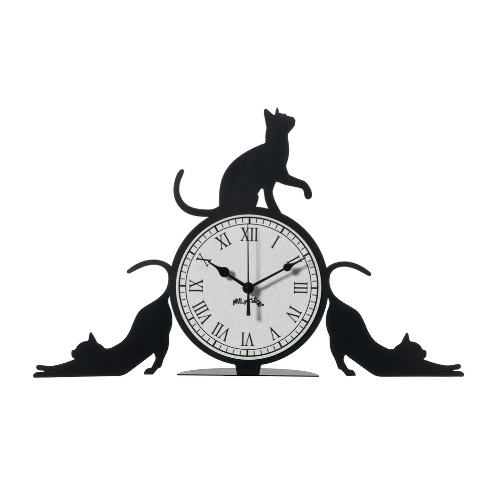 arti-mestieri-cattitude-orologio-da-tavolo-con-gatti-in-ferro image 1