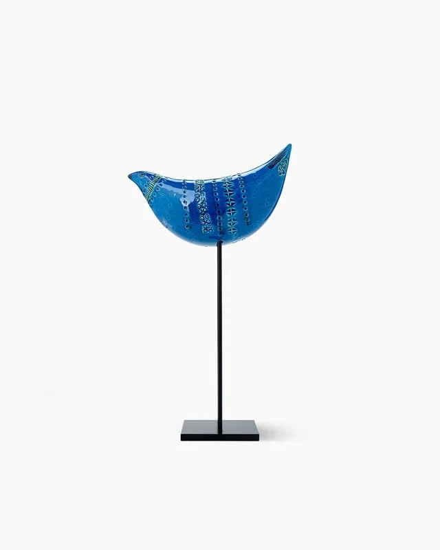 bitossi-ceramiche-figura-di-uccello-rimini-blu-su-base-metallo image 1