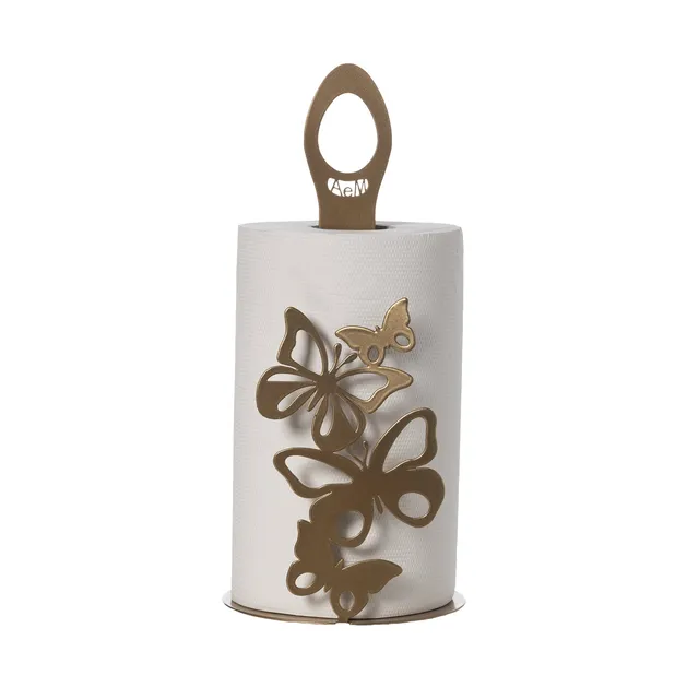 arti-mestieri-farfalloso-porta-rotoli-in-ferro-oro-laccato-15x33-cm image 1