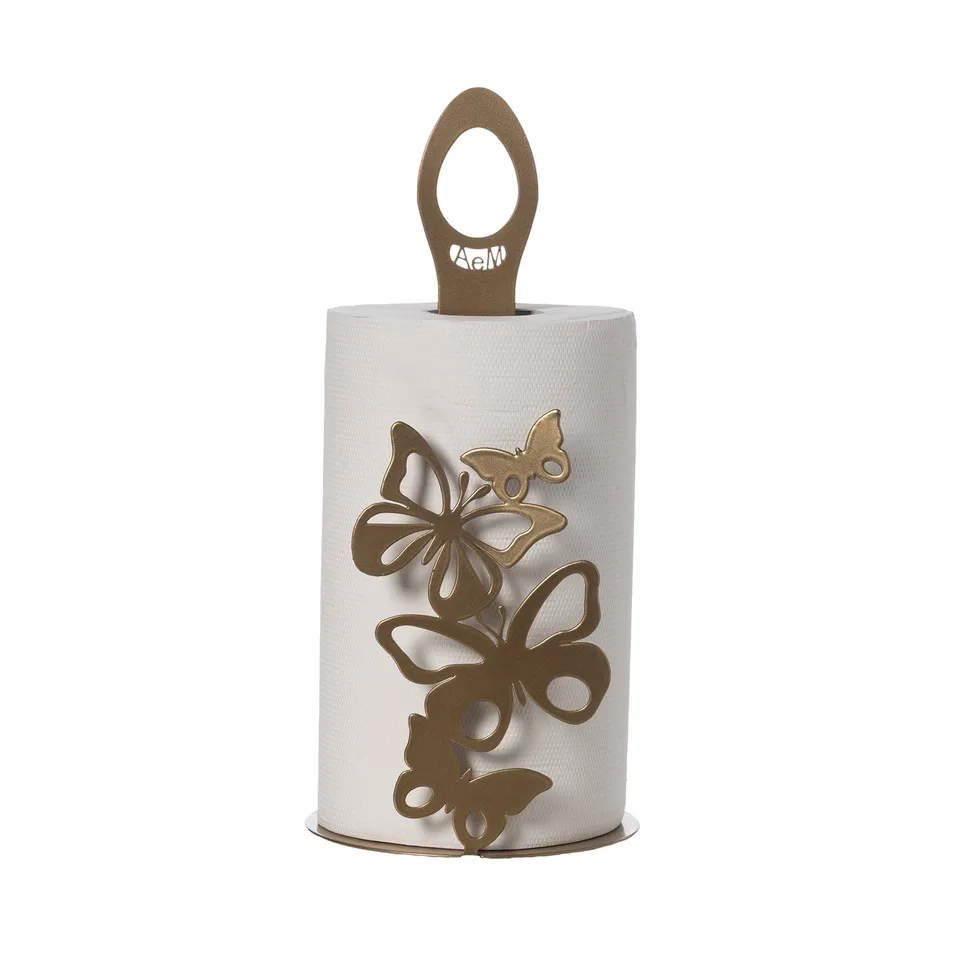 arti-mestieri-farfalloso-porta-rotoli-in-ferro-oro-laccato-15x33-cm image 1
