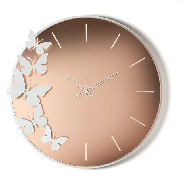 arti-mestieri-orologio-da-parete-diana-con-farfalle-in-vetro-specchiato image 1