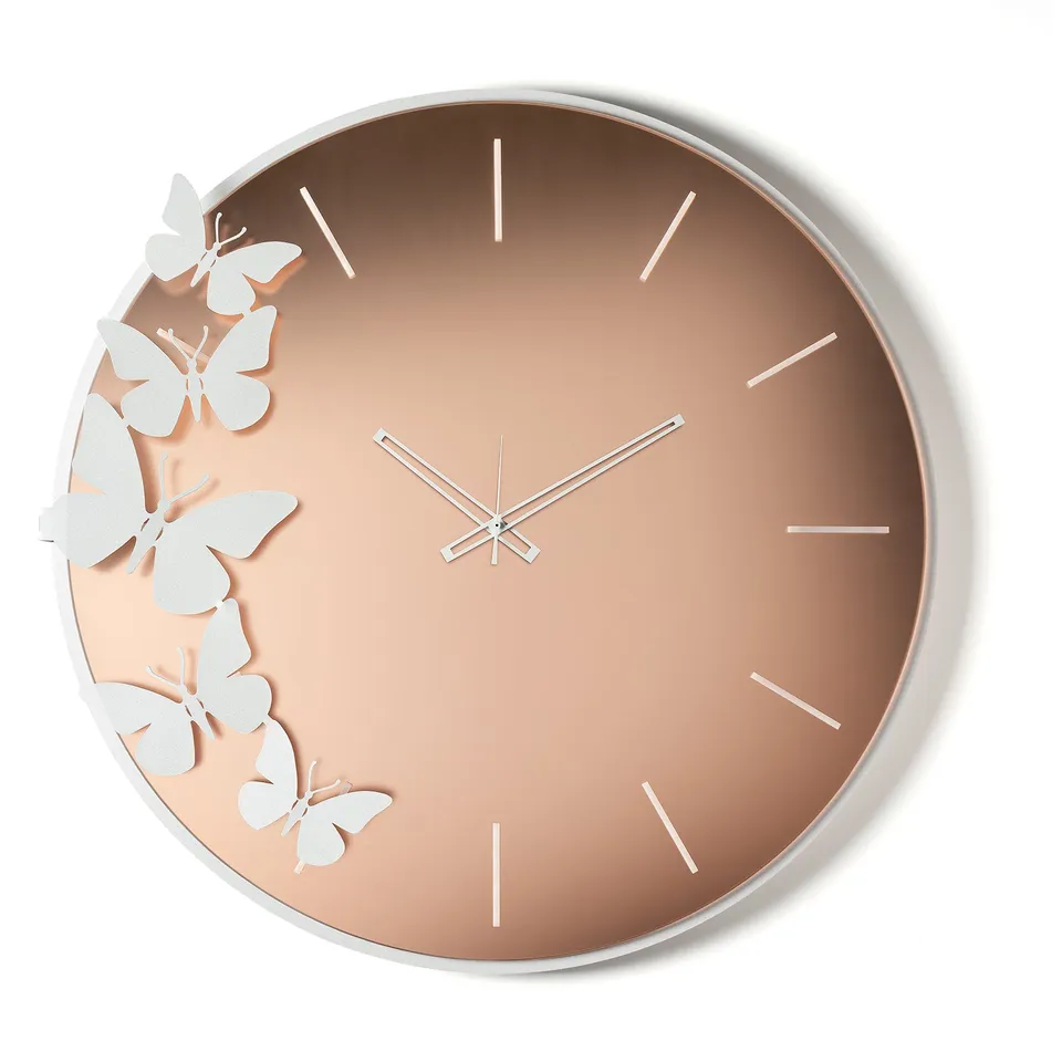 arti-mestieri-orologio-da-parete-diana-con-farfalle-in-vetro-specchiato image 1