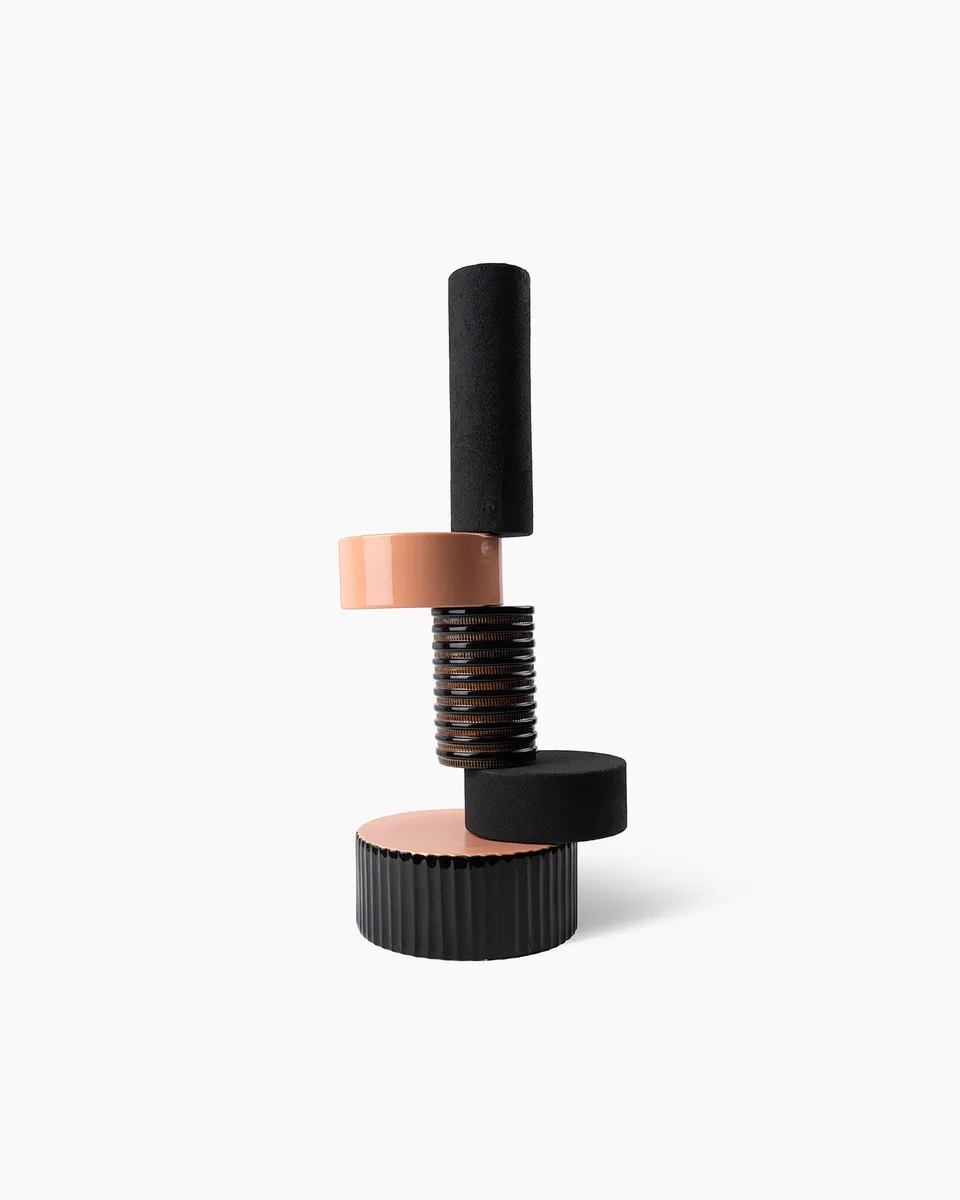 bitossi-ceramiche-vaso-5-elementi-onda-terra-bianca-bianco-terracotta-nero image 1