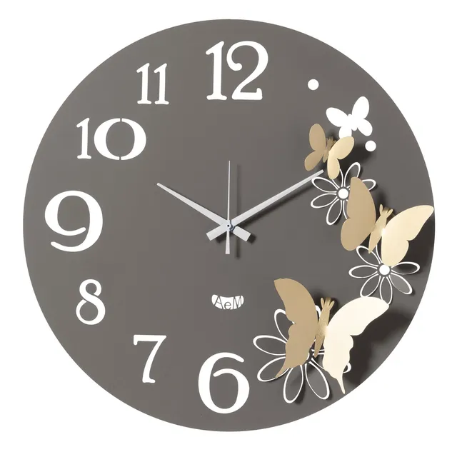 arti-mestieri-butterfly-flowers-piccolo-orologio-da-parete image 1