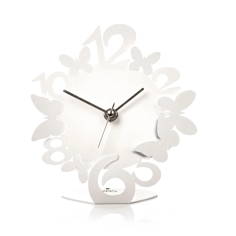 arti-mestieri-bomboniera-orologio-sciame-di-farfalle-14x15-cm-bianco-sabbia image 1