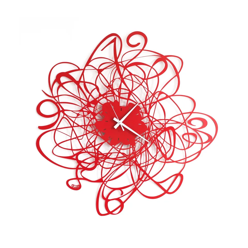 arti-mestieri-doodle-orologio-da-parete-58-cm-nero-rosso-in-ferro image 1