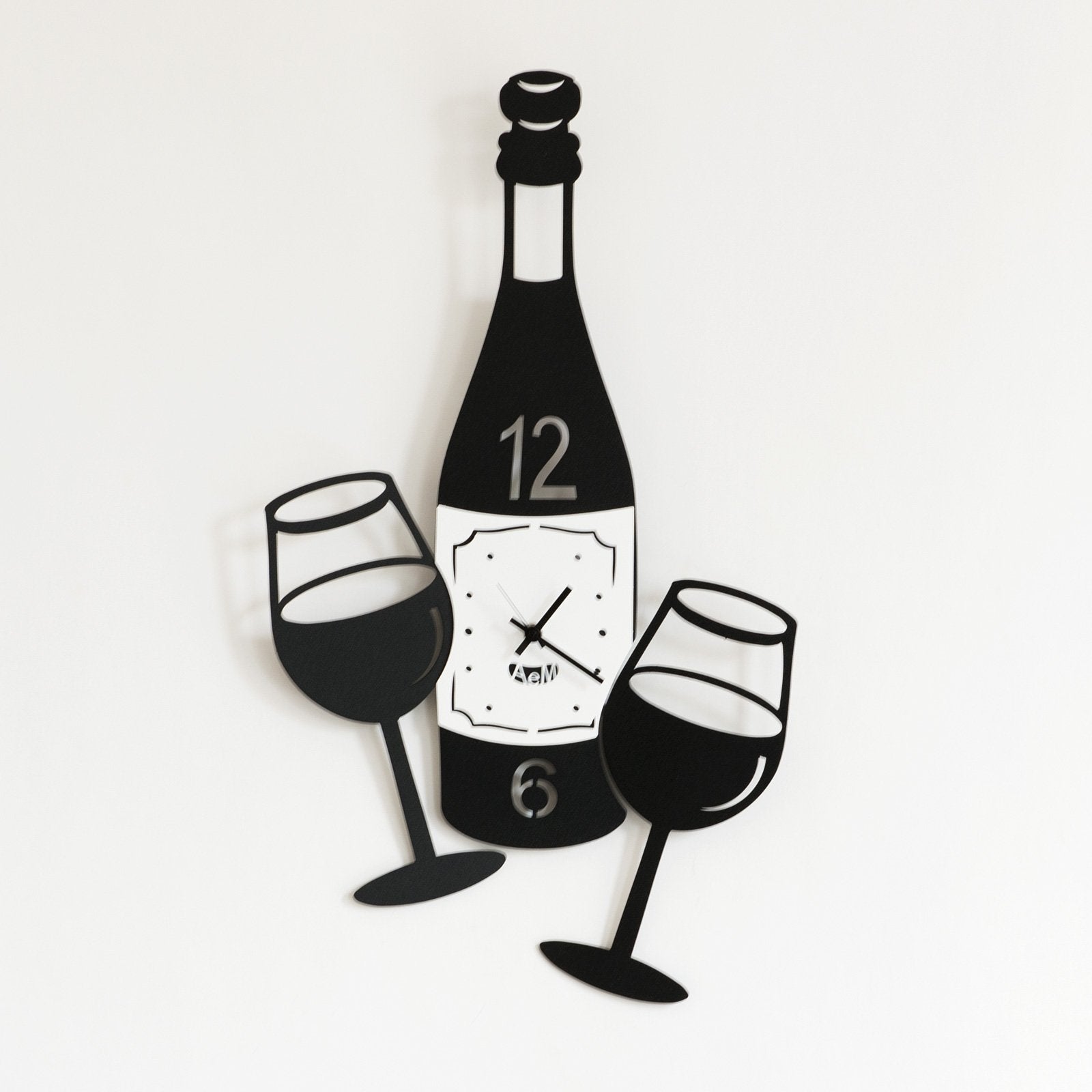 arti-mestieri-cin-cin-orologio-da-parete-bottiglia-vino image 3