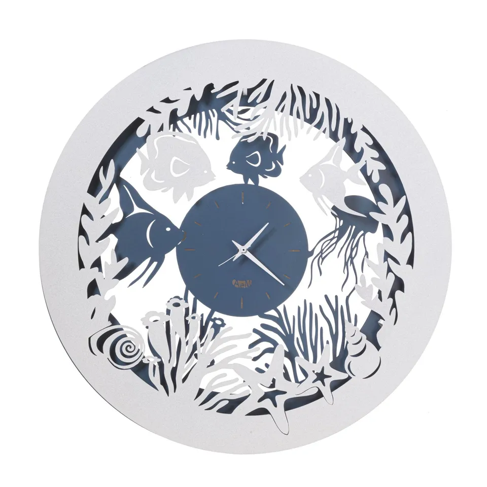 arti-mestieri-nettuno-orologio-da-parete-pesciolini-50-cm-azzurro image 1