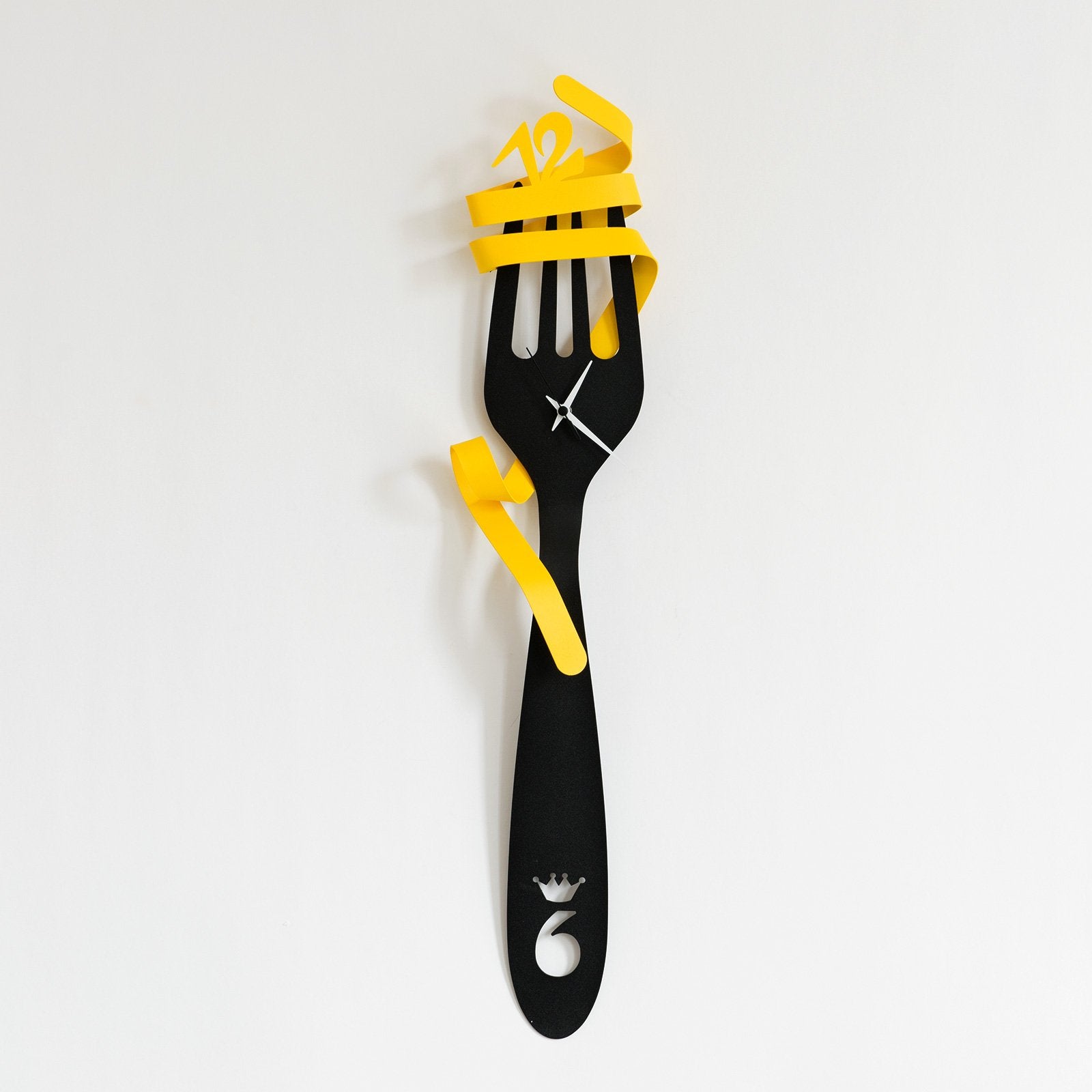 arti-mestieri-italy-italy-orologio-cucina-nero-giallo-26x70-cm image 2