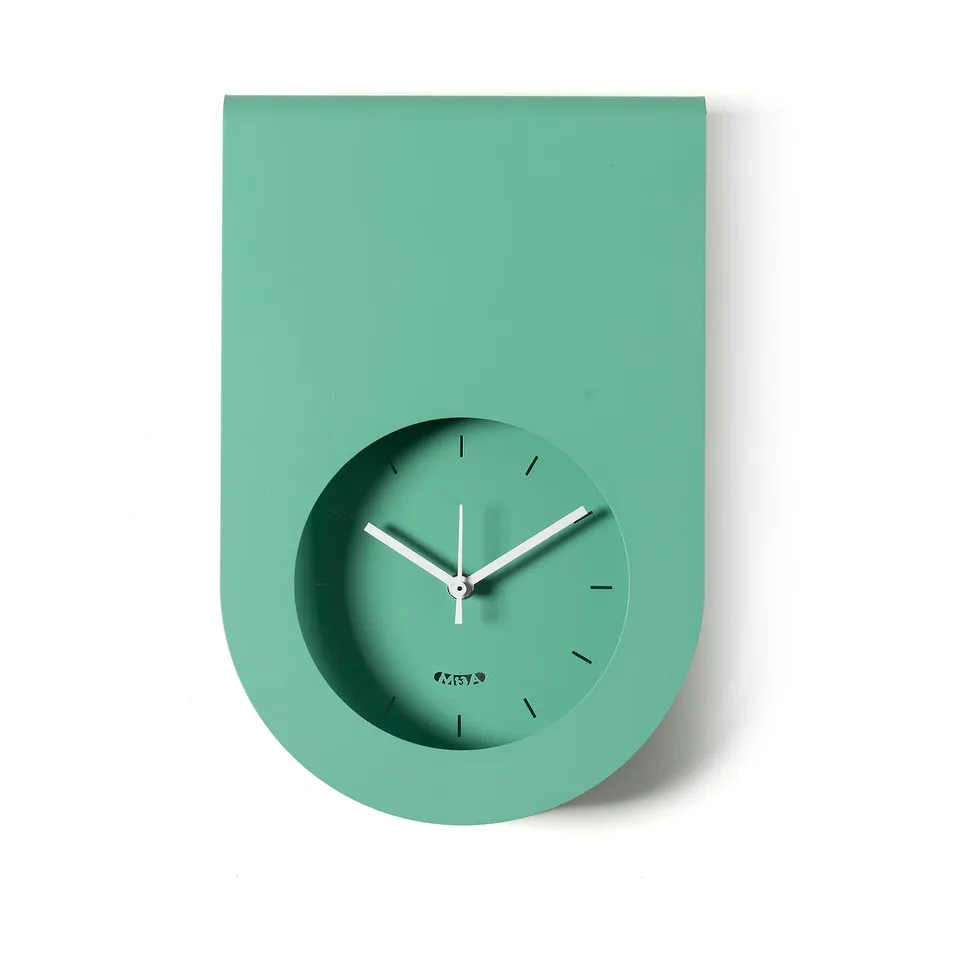 arti-mestieri-lembo-orologio-da-parete-minimal-verde-acqua-in-ferro image 1