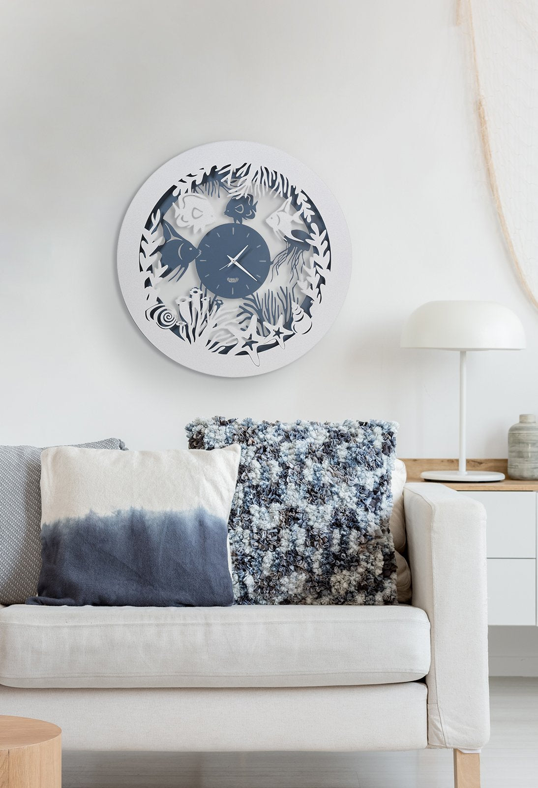 arti-mestieri-nettuno-orologio-da-parete-pesciolini-50-cm-azzurro image 2