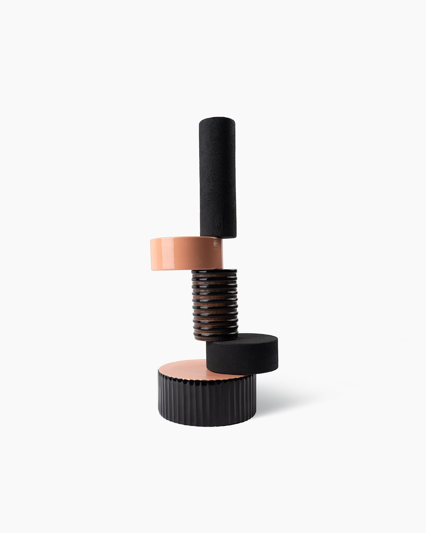 bitossi-ceramiche-vaso-5-elementi-onda-terra-bianca-bianco-terracotta-nero image 1